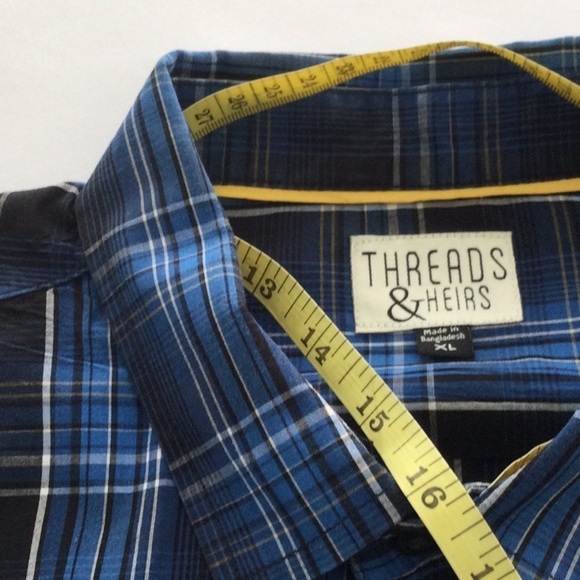Threads & Heirs Mens Shirt size XL long sleeves color black & blue.    #292 - Picture 8 of 8